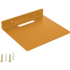 Small Floating Shelf 3mm Thick, 6.5 inch, Wall Shelf, Metal Floating Shelves for Echo, Cameras, Small Speaker, Wall Shelves for Bathroom, Living Room, Bedroom (Gold)
