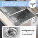 2pcs Kitchen Sink Drain Basket, 3 1/4 '' 304 Stainless Steel Drainage Filtration Basket with Handle for Kitchen Sink Strainer Replacement