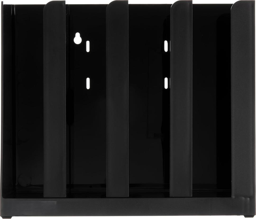 Portion Cup and Lid Organizer Fits 2-3" Cups and Lids with Removable Dividers for Kitchen, Restaurant, and Fast Food, Plastic, 10 x 11.5 x 3.75 Inches, Black
