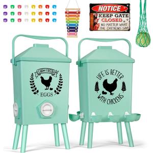 Tgeyd Automatic Chicken Feeder and Waterer Set(4.2Gal/21Lb) with Stand Legs, Anti-Perching Roof, Gravity-Fed System for Poultry,Chicken Coop Accessories