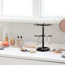 BESPORTBLE Rotating Jewelry Organizer Stand 2-Tier Small Jewelry Hanger Storage with 360-Degree Rotation for Keychains Hair Ties and Necklace Display