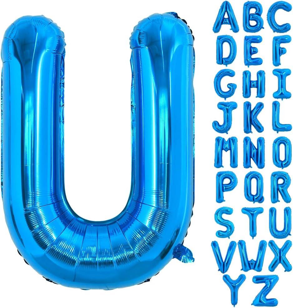 TONIFUL 40 Inch Large Blue Letter U Balloon - Giant Alphabet Foil Mylar for Birthday Party, Anniversary, New Year, Graduation Supplies Decorations