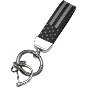 KAELTHAS American USA Flag Keychain Mens Key Chains Durable Zinc Alloy Ring Universal Fit for Truck Motorcycle Premium Car Accessories (Chrome)