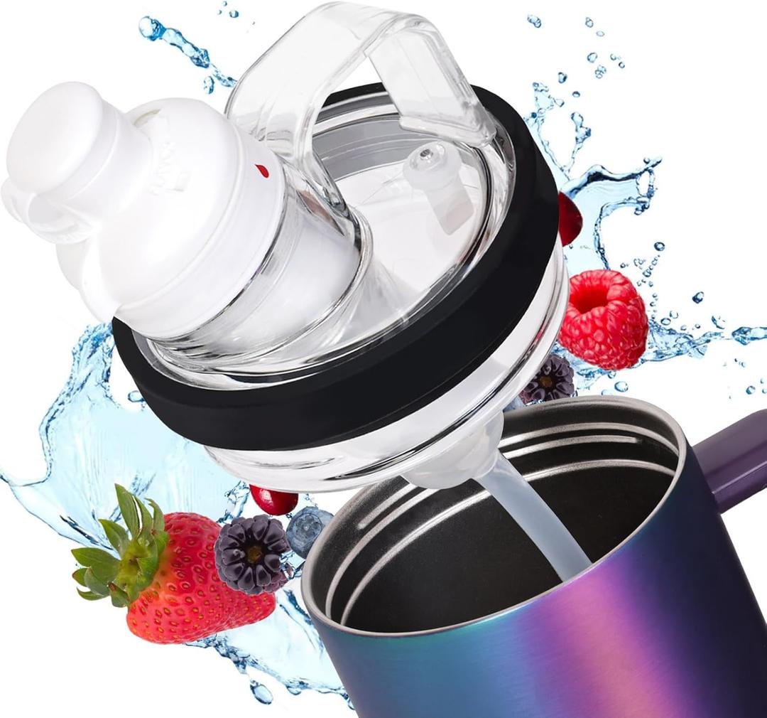 Tumbler Adapter for BrMate compatible with cirkul flavor cartridges, Era tumbler adapter with straw fits BrMate Era 40 oz Tumblers (Transparent & Black Gasket)