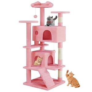 Sweetcrispy 44 Inch Cat Tree Tower for Indoor Cats and Kittens
Multi Level Cat Climbing Tower with Natural Sisal Scratching Posts, Hammock, Pet Condo, Pink