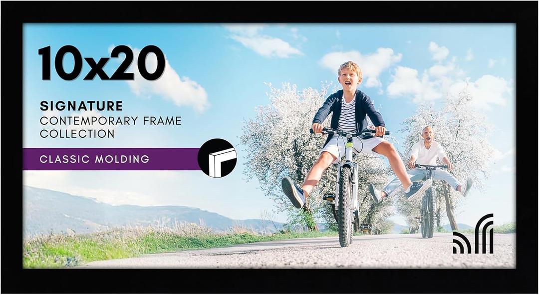 Americanflat 10x20 Picture Frame with Polished Plexiglass - Signature Collection - Gallery-Style Frames Made of Engineered Wood - Photo Frame for Wall Display - Black