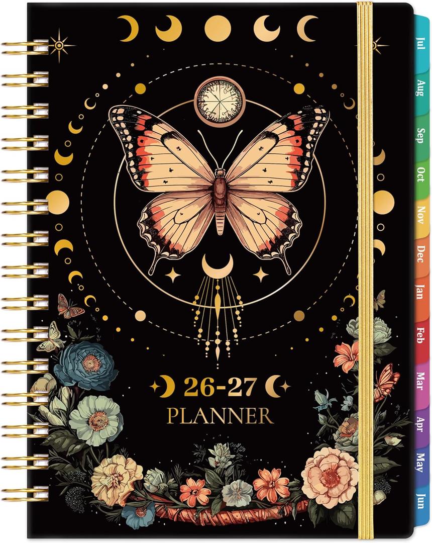2026-2027 Planner - Academic Planner 2026-2027, July 2026 - June 2027, 6.4" x 8.5", Weekly and Monthly with Tabs, Back Pocket + Thick Paper - Butterfly