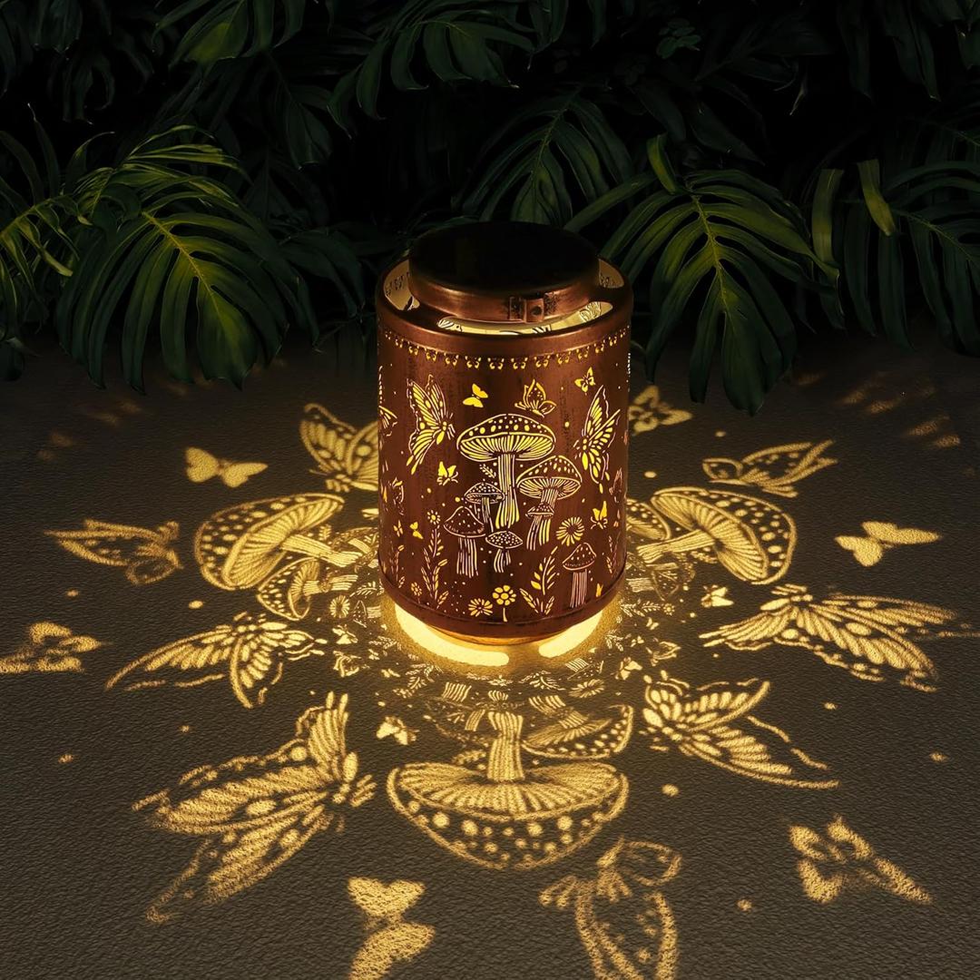 Solar Lanterns Outdoor Waterproof Mushroom Butterfly Garden Decor Gifts for Women Mon Grandma Metal Hanging Solar Lights Decoration for Outside LED Lanterns for Yard Patio Lawn | Metal Hanging Solar Lights Decoration for Outside LED Lanterns for Yard Patio Lawn Gifts for Mon Grandma