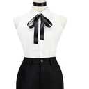 Women's Reze Costume, White Top, Black Pants Uniform, Halloween Full Set, Large