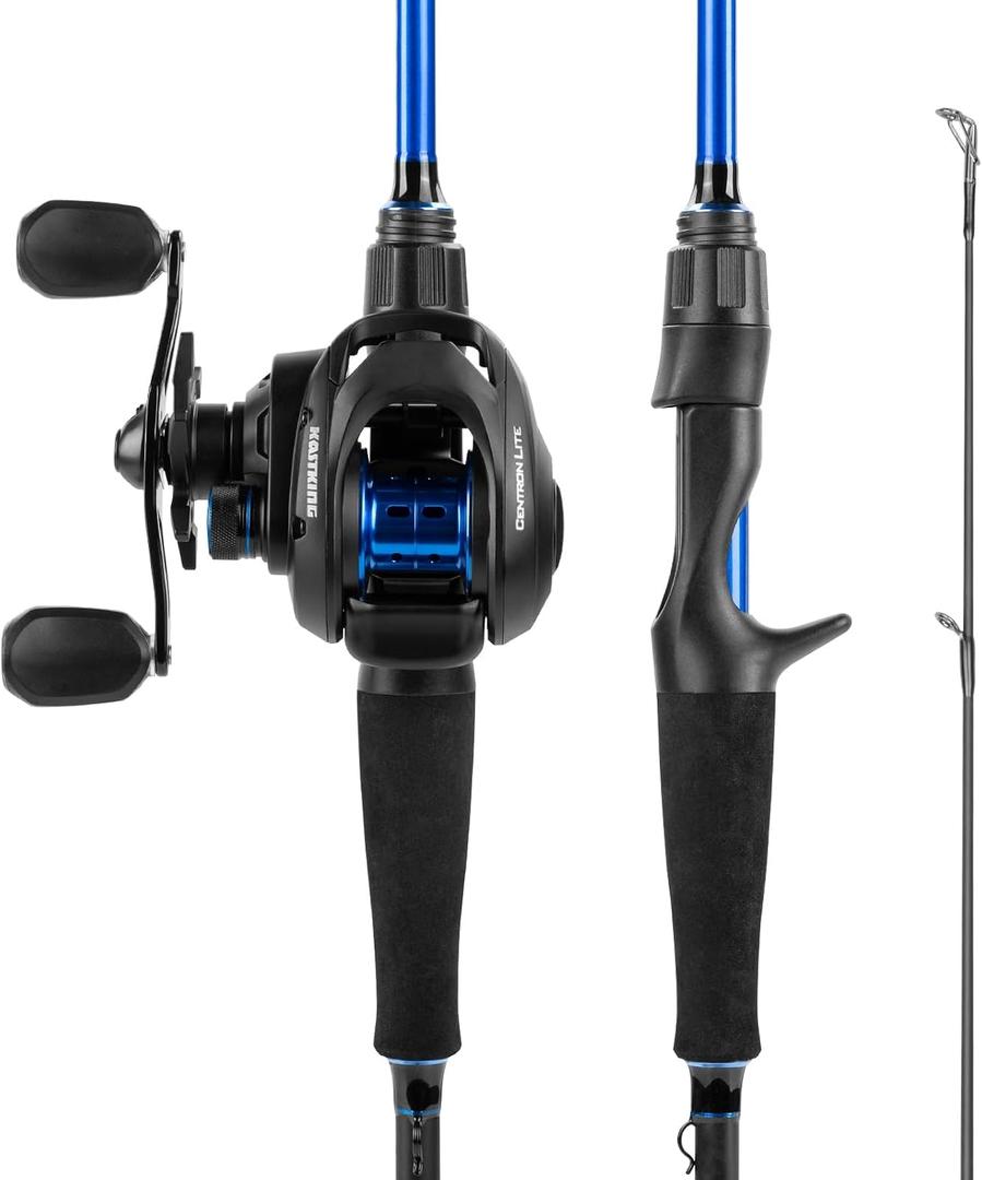 KastKing Centron Casting Combo, 7ft, Medium Heavy-, Left Reel Black