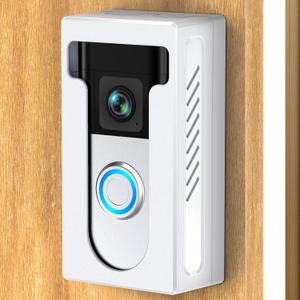 QIBOX Adhesive Video Doorbell Mount Compatible for Ring/Blink Wireless Video Doorbell,No Drill Camera Mount Bracket Cover Holder Corner Kit Accessories (Not Block Doorbell Sensor) (White)