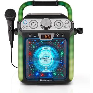 Singing Machine SML682BTBK Groove Cube Karaoke Player with Bluetooth and Echo Control, Battery Powered, Black