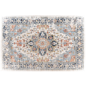 VK VK·LIVING Machine Washable Rug 9'x12' Vintage Design Washable Area Rugs with Non Slip Rugs for Living Room Bedroom Traditional Woven Rug Carpet Stain Resistant, Rug Decor Office Boho Rug, Blue&Orange