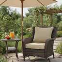 Summsun Outdoor Chair Cushions 22 x 22 Inch, Faux Linen Patio Furniture Cushions, Water Resistant Backrest and Deep Seat Cushion Set with Straps, Removable Cover, Non-Slip Bottom, Nature, 1P/22*22 + 22*20 Inch