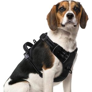 PUPTECK No Pull Dog Harness Medium Sized, Adjustable Reflective Dog Harness with Handle Easy Control, Comfortable Soft Padded Pet Vest Harness for Medium Dogs, Black M