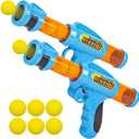 ArtCreativity Foam Ball Launcher Blasters Set of 2 - Air Powered Ball Shooters for Kids with 12 Soft Foam Balls, Safe Pop Guns for Boys & Girls, Fun Outdoor Play Toy Gift