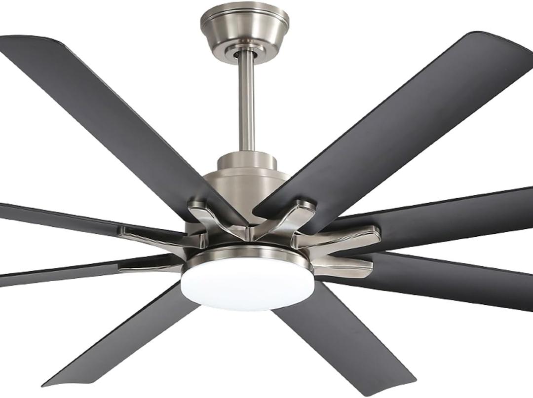 Sofucor 66 Inch Ceiling Fan with Lights Low Profile Black (Silver+Black)