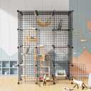 PAWING Cat Large Enclosure - DIY Catio Ideal for 1-3 Cats, Indoor & Outdoor, Detachable Metal Wire Kennel, 2x3x4 Exercise Place