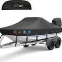 1200D Ratchet Boat Cover 20-22ft with Motor Cover,Black