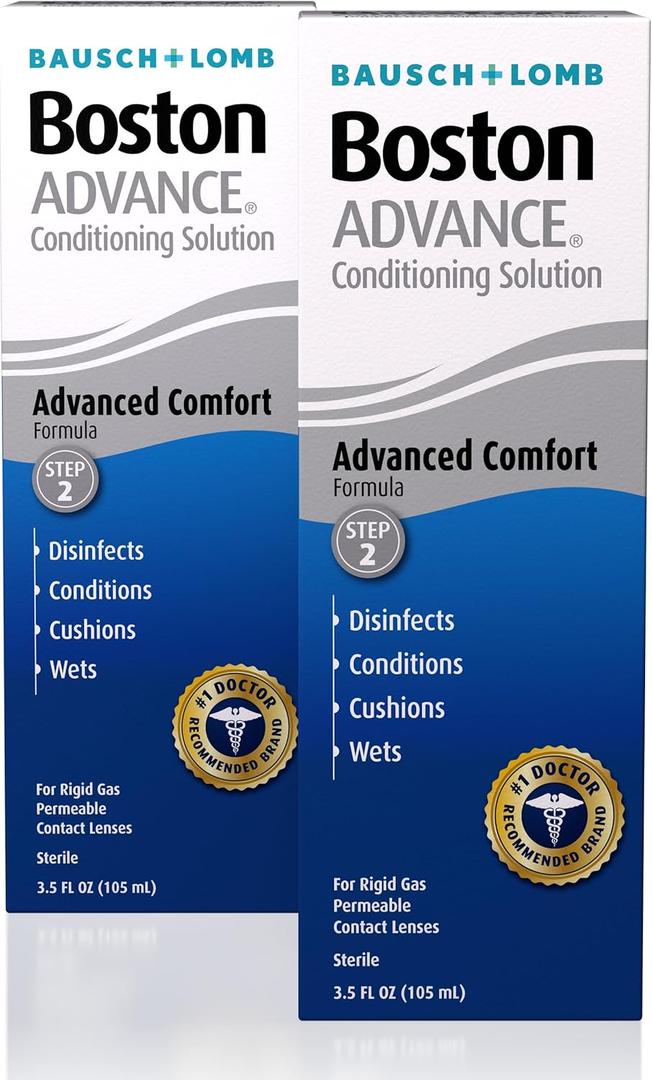 Boston Advance Conditioning Solution, Conditions & Wets Rigid Gas Permeable (RGP) Lens for Comfortable Wear, 3.5 Fl Oz (Pack of 2), Best By:  08/01/2028