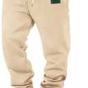 TAFLE Men's Fleece Sweatpants Warm Winter Pants Athletic Drawstring Jogger Pants with Pockets (Large, Khaki)