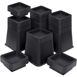 ANNKUT Bed Risers 6 inch Heavy Duty,Elevation in Heights 3456 InchAdjustable Furniture Risers for Chair Table and Desk Legs Lifting (4 Pack,Black)