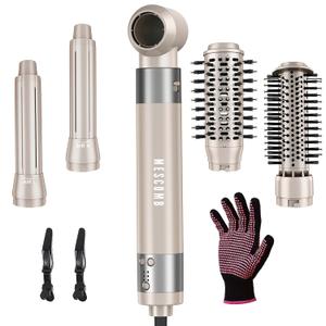5 in 1 Hot Air Styler Hair Dryer Auto Curling, Frizz-Free Volumizing (Gold)