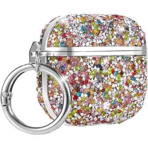 Compatible with Airpods Pro 3 Case 2025 Glitter Cute Cases for Airpods Pro 3rd Generation Bling Cover Keychain for Airpod Pro 3 Case Women & Girls (Colorful)