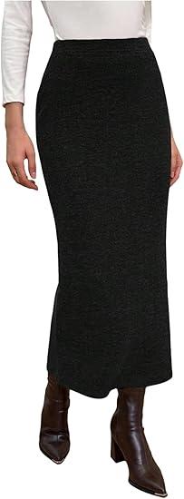 SOLY HUX Women's Elastic Waist Casual Long Skirt, XL