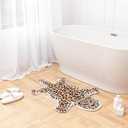 Brown Leopard Bath Mat for Bathroom, Funny Cheetah Print Cute Cartoon Bathroom Rugs Non Slip Animal Shaped Absorbent Bathtub Mat Plush Shower Door Mat Decor 39.3x25.5 Inch