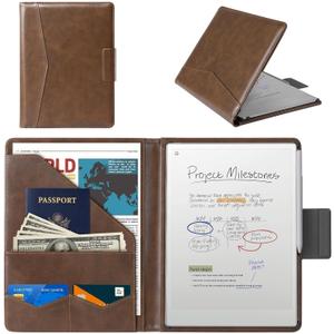 CoBak Premium PU Leather Case for Remarkable Paper Pro 11.8" (2024)  Slim Magnetic Back Cover with Auto Sleep/Wake, Folder Design, Magnetic Pen Holder Strap, Brown Leather