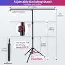 Black White Backdrop with Stand Kit 5x6.5FT, 2-in-1 Photo Background