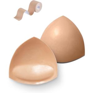Double-Sided Sticky Bra Pads Inserts, Push Up Bra Inserts for Bikini Sports Swimsuit Reusable (Beige, L)