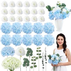 Suncalla 310 Pcs Artificial Flowers Bouque Bulk DIY Baby's Breath Bouquet Bulk Hydrangea Artificial Flowers Wedding Bouquets Floral Arrangement for Wedding Centerpieces Decor(Blue)