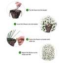 MJFloria Artificial Fake Flowers Plants Hanging Baskets for Outdoor Outside Decor, Faux Silk Hanging White Morning Glory Trailing Vines UV Resistant for Porch Patio Home Decoration