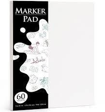 Sketchbook Marker Paper Pad, 90LB/150GSM Thick Sketch Book, 60 Sheets/120 Pages Glue-Bound, Sketch Book for Alcohol Markers, Acrylic Marker, Charcoal Pencil, Ink Pens, Colored Pencil, Oil Pastel
Pack of 4