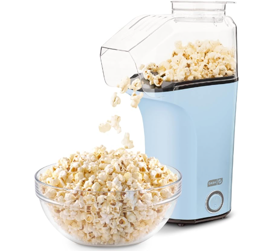 DASH Hot Air Popcorn Popper Maker with Measuring Cup to Portion Popping Corn Kernels + Melt Butter, 16 Cups - Aqua
