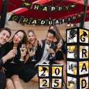 2025 Graduation Party Decoration Black Balloon Boxes with Letters 2025 Grad & So Proud of You and 20 pcs Ballons
