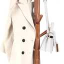 VASAGLE Solid Wood Coat Rack, Free Standing Hall Coat Tree with 8 Hooks, 3 Height Options, for Coats, Hats, Bags, Purses, for Entryway, Hallway, Rubberwood Hooks and Pole, Dark Walnut URCR010W01