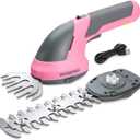 WORKPRO Cordless Grass Shear & Shrubbery Trimmer - 2 in 1 Handheld Hedge Trimmer 7.2V Electric Grass Trimmer Hedge Shears/Grass Cutter Rechargeable Lithium-Ion Battery and Type-C Cable - Pink Ribbon