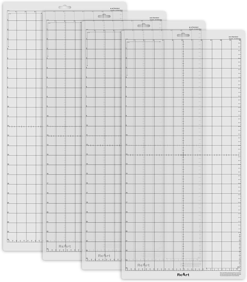 ReArt Cutting Mat for Silhouette Cameo 4 Packs 12" x 24" - Adhesive Cut Mat Replacement Set Matts Vinyl Craft