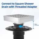 Shower Drain Base, 2-Inch ABS Shower Drain Flange, Shower Floor Drain Base Kits with Threaded Joints and Rubber Joints for 2 Inch Square/Linear Shower Drain Installation