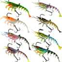 Super Durable TPE Fishing Lures for Crappie Trout WalleyeLifelike Shrimp Crayfish Swimbait,Pre-Rigged Fishing Jig Lures for Freshwater and Saltwater (DG&B&YP&P-4pcs)