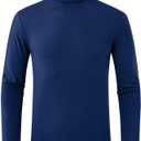 Mens Turtleneck Shirts Long Sleeve Thermal Undershirts Stretch Slim Fit Basic Tops Navy X-Large (XL)