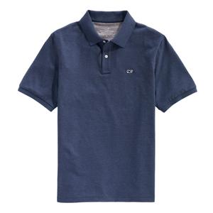 vineyard vines Men's Edgartown Short Sleeve Pique Polo, Deep Bay, Large
