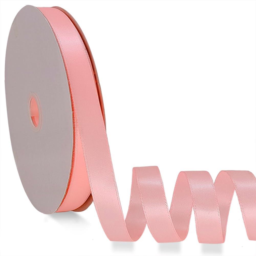 2 x Light Pink Satin Ribbon Double Faced Satin 1/2 inch x 55 Yards Polyester Ribbon for Gift Wrapping Crafts Wedding Decoration Bows Ornaments Party Bouquet Floral Arrangement