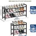 Mavivegue 18-33” Expandable Shoe Rack for Closet, 3-Tier Shoe Organizer, Adjustable Shoe Rack for Front Door Entrance, Entryway