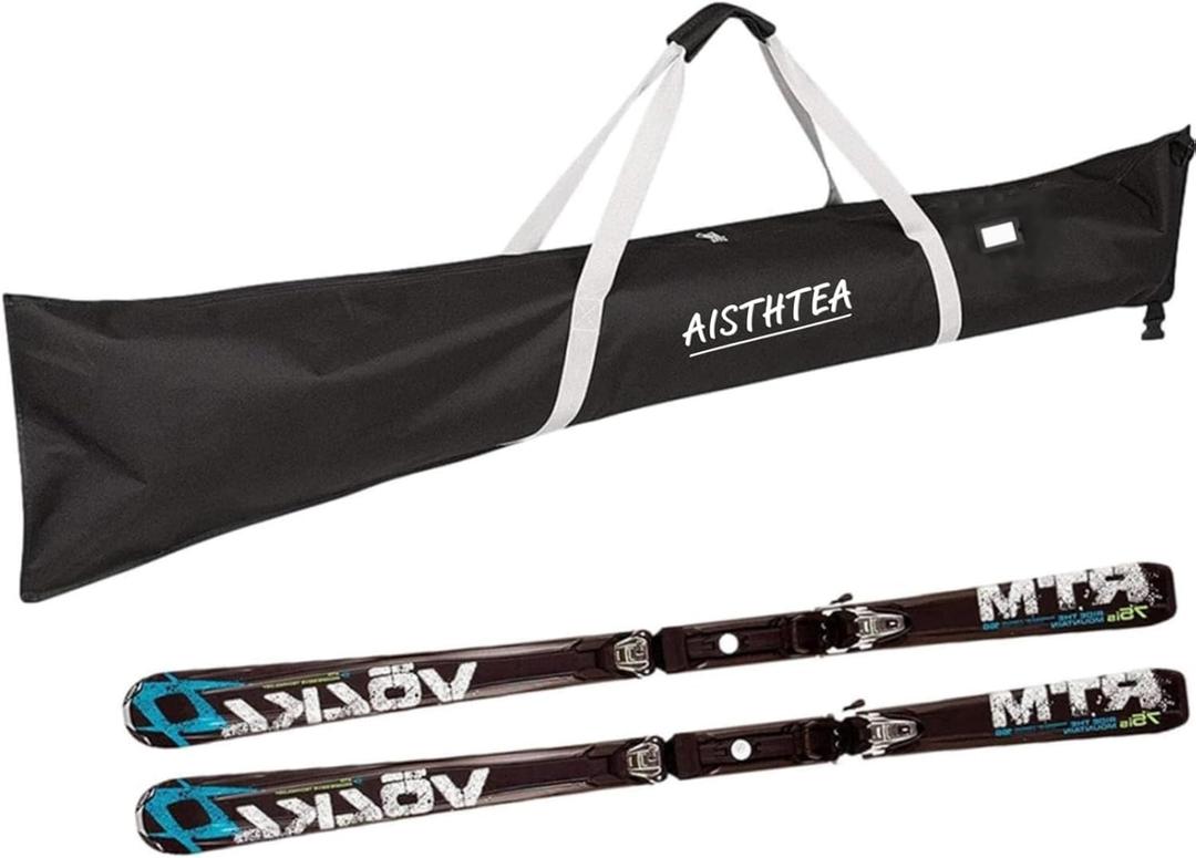 Ski Bag Snowboard Bag Ski Bag 1680D Waterproof and wear-resistant Polyester Adjustable Length Ski Sleeve Double Ski Boot BagTravel Bag For Unisex Skis Storage Fits Skis up to 180CM, Black