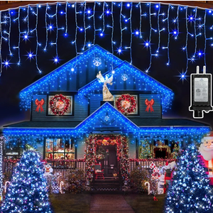 1620 LED Christmas Outdoor Lights with 360 Drops, 164ft Hanging Curtain Lights with 8 Modes Timer & Memory, Waterproof Christmas Fairy Lighs for House Roof Holiday Wedding ChristmasDecor (Blue)