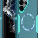 Designed for Samsung Galaxy S25 Ultra Case,Magnetic,Double Drop Protection Heavy Duty,Compatible with MagSafe,Dustproof,No Fading, No Yellowing,for Men Women,Lake Blue